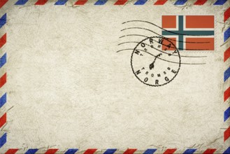 Norway Tromso Vintage Air Mail Envelope with Flag and Postmark