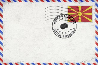 North Macedonia Tetovo Vintage Air Mail Envelope with Flag and Postmark