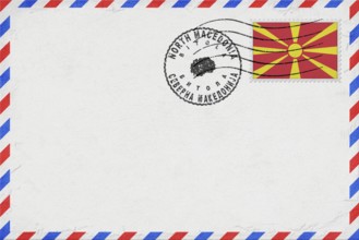 North Macedonia Bitola Vintage Air Mail Envelope with Flag and Postmark