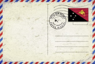 Papua New Guinea Port Moresby Vintage Air Mail Envelope with Flag and Postmark
