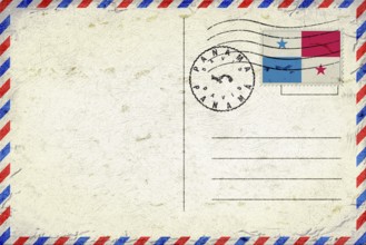 Panama David Vintage Air Mail Envelope with Flag and Postmark