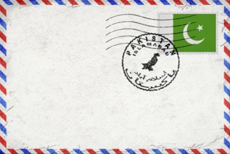 Pakistan Islamabad Vintage Air Mail Envelope with Flag and Postmark