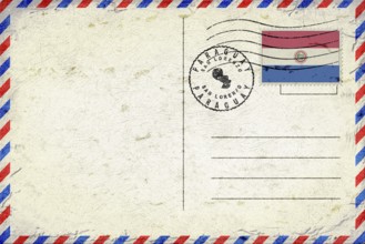 Paraguay San Lorenzo Vintage Air Mail Envelope with Flag and Postmark