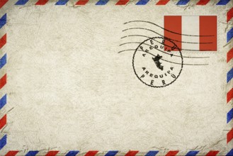 Peru Arequipa Vintage Air Mail Envelope with Flag and Postmark