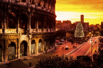 Colosseum at sunset. Rome, Province of Rome, Italy. 23.12.2012