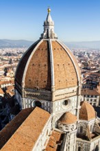 Florence Cathedral (Basilica di Santa Maria del Fiore) viewed from Giotto's Campanile. Florence,