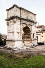 Arch of Titus, constructed in 82 AD by Roman Emperor Titus Flavius to commemorate the Siege of