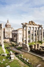 View of the Roman Forum with the Arch of Septimius Severus (Arco di Settimio Severo). Rome,