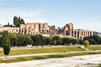 Circus Maximus, an ancient Roman chariot racing stadium and mass entertainment venue, and Domus
