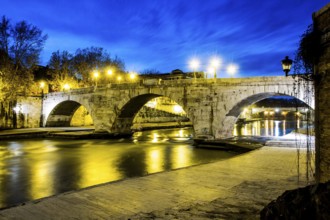 Cestius Bridge (Ponte Cestio) viewed from Tiber Island (Isola Tiberina). Rome, Province of Rome,