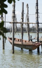 Thailand, Songkhla, Koh Yo, Aquacultural farm, Freshwater fish farming, Long-tailed boat out of
