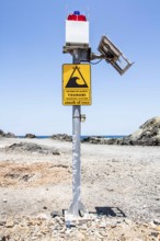 Tsunami warning system at Los Verdes Beach (Playa los Verdes). Iquique, Tarapaca Region, Chile. 19