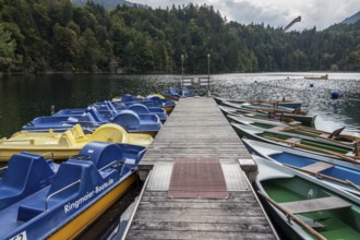 Boat Dock, Freibergsee, Oberstdorf, Oberallgäu, Allgäu, Bavaria, Germany Freibergsee
