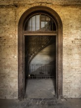 Staircase, spiral staircase, castle, door frame, archway, cover, illustration, entrance, mystical,