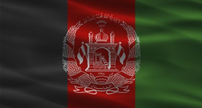 Afghanistan flag with fabric texture. Realistic flag of Afghanistan waving