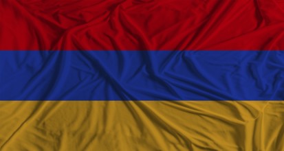 Armenian flag with fabric texture background. National flag of Armenia
