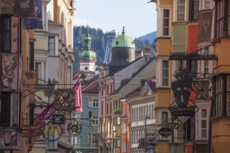 Historic houses in Herzog-Friedrich-Straße, Old Town, Innsbruck, Tyrol, Austria