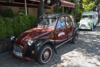 Two old Citroen cars are parked on a shady road, Citroen 2CV, Citroën, Oldtimer, Yerevan, Yerevan,