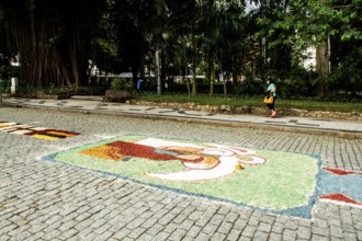 Decorated streets for the Corpus Christi Procession. Florianopolis, Santa Catarina, Brazil