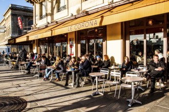 Cafe close to Louvre Museum. Paris, France. 01.01.13