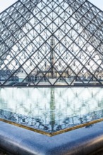 Glass pyramid at Louvre Museum (Musee du Louvre). Paris, France. 01.01.13