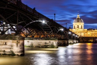 Pont des Arts and Institut de France (French Institute) at evening. Paris, France. 30.12.12