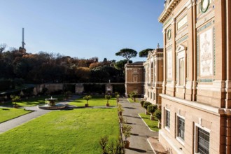 Internal facade of Vatican Museum viewed from Belvedere Courtyard (Cortile del Belvedere). Vatican