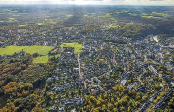 Aerial view, residential area town view Werden district with tennis courts Werdener Tennisbund,