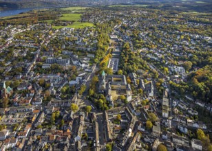 Aerial view, Catholic Basilica of St. Ludgerus and Folkwang University of Arts, St. Josef Hospital
