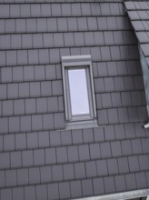 Anthracite-colored roof with recessed skylight, house renovation, climate renovation, Metzingen,