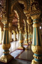 Audience Hall at Mysuru Palace or Amba Vilas Palace, interior view, Mysore or Mysore, Karnataka,