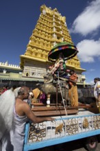 Puja at the Chamundeswar Hindu Temple on Chamundi Hill, Mysore or Mysore, Karnataka, India