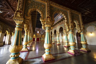 Audience Hall at Mysuru Palace or Amba Vilas Palace, interior view, Mysore or Mysore, Karnataka,