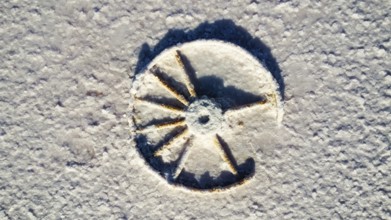 Sunk objects in a saltlake in the Australian outback, photograped with a drone