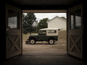 A 1950's Series One Land Rover parked on the grounds at the Toronto North York Hunt Club on August
