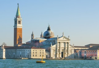 Church Santa Maria della Salute and Saint Mark tower in Venice in Italy