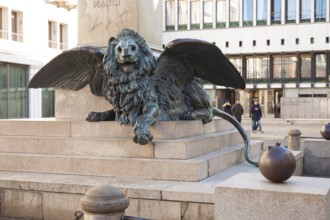 Detail of monument to Daniele Manin in Venice Italy