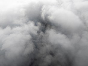 Aerial view, top down view, fog cover seen from above, Germany