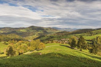 View of Wiesental with Feldberg in the background, Zell im Wiesental, Black Forest,