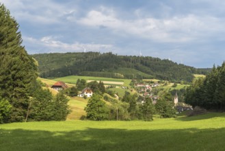 View of the village of Schuttertal, Ortenaukreis, Black Forest, Baden-Württemberg, Germany
