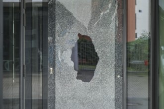 Destroyed door, symbolic photo of burglary, Tallinn, Estonia