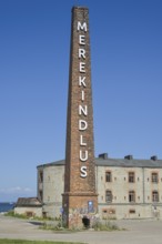 Chimney, advertisement for Estonian Maritime Museum, Patarei Sea Fortress and Prison, Tallinn,