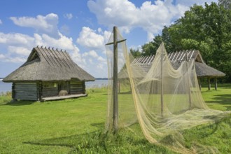 Fishing lodge, fishing nets, Estonian Open Air Museum, Rocco al Mare, Tallinn, Estonia