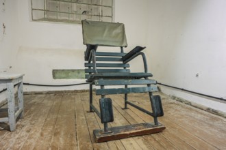 Chair, cellar, exhibition, former KGB headquarters with prison, Pagari 1, Old Town, Tallinn,
