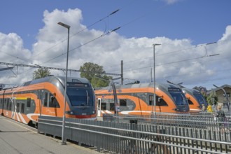 Trains, platform, main station, Toompuiestee, Tallinn, Estonia