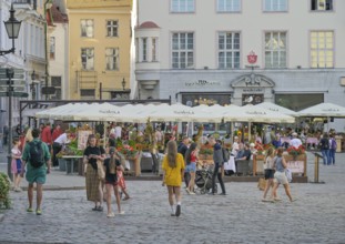 Restaurants, old buildings, Raekoja Plats Town Hall Square, Rathausplatz, Rathausplatz, Old Town,