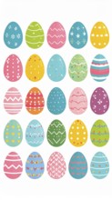 Set of easter eggs flat design on white background, abstract vector wallpaper illustration, banner