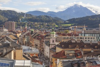 City overview with Serles mountain, Old Town, Innsbruck, Tyrol, Austria
