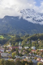 City overview and mountains of the Karwendel North Range, Innsbruck, Tyrol, Austria