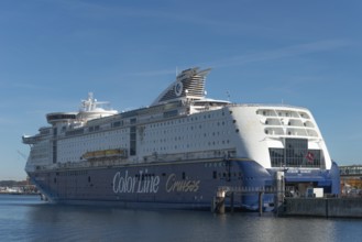 Norwegian Color Line ferry and cruise ship Color Magic, Kiel port, car loading, Kiel Fjord,